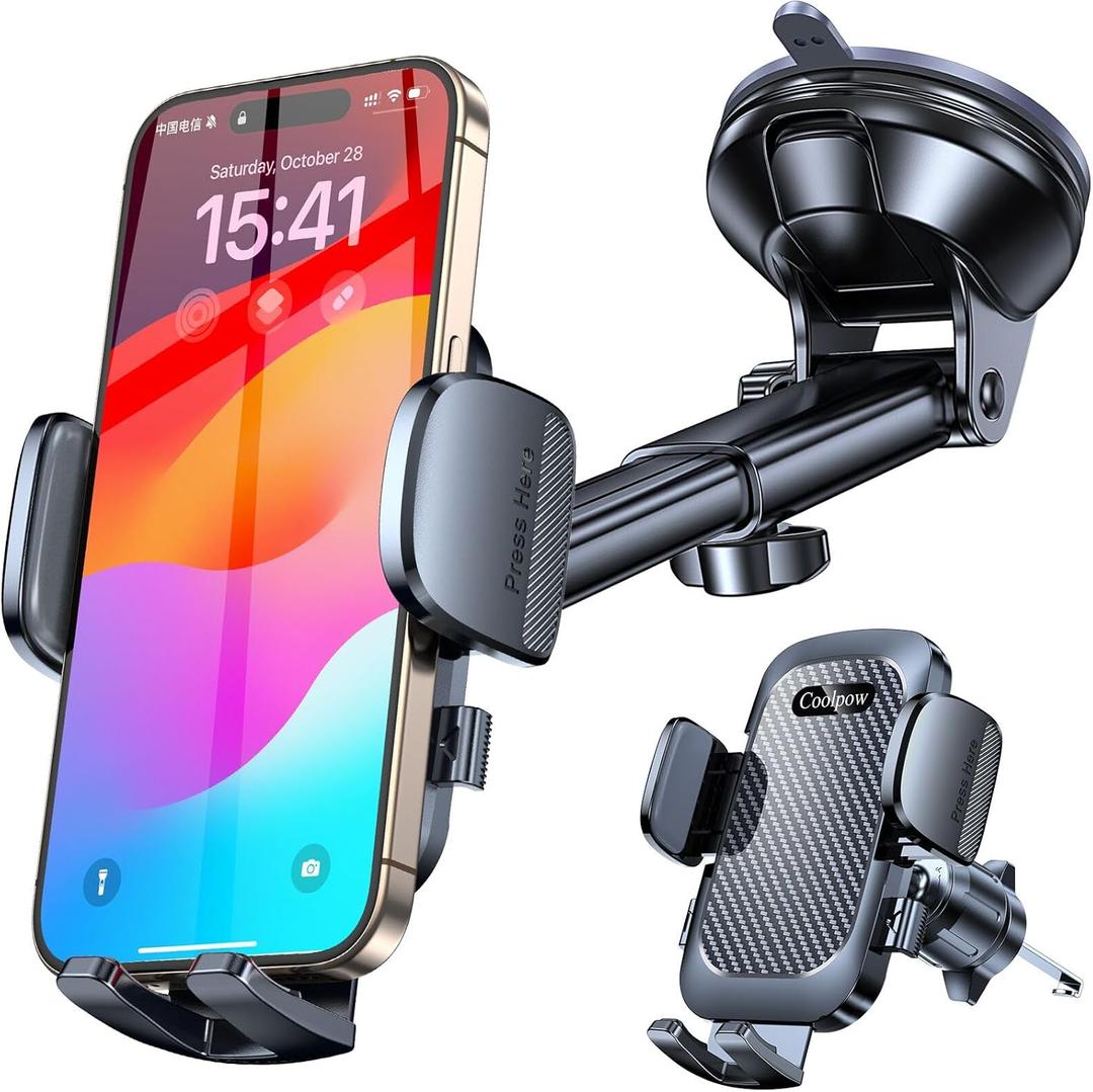 Car Phone Holder Mount Window + Vent +DashWindshield Phone Mount for Car360RotationSuction Cup Phone Mount for Truck Stand Phone Holder Camera Mount for iPhone Comfortable Natural Video Recording