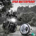 7 inch LED Round Motorcycle Headlight DOT Approved with Housing Bucket Turning Signals DRL Mount Bracket Projector Hi/Low Beam 7" Headlight for H-arley Davidson dyna Honda Suzuki Yamaha