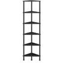 HOOBRO Corner Shelf Stand, Industrial 6-Tier Corner Bookshelf with Metal Frame, Bookcase, Plant Display Stand for Small Spaces, Living Room, Black BK36CJ01