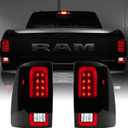 Upgrade LED Tail Lights Compatible with Dodge RAM 1500 2009-2018, Ram 2500 3500 2010-2018 Factory Halogen Taillight Models, Smoke Lens, 2PCS