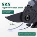 2 x Bypass Secateurs Hand Gardening Pruners Lightweight Garden Pruning Scissors with SK-5 High Carbon Steel Blades and Safety Lock Rust Resistant Gift-Packaged