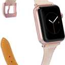 Wearlizer Slim Thin Leather Bands Compatible with Apple Watch Band 38mm 40mm 41mm 42mm 44mm 45mm 46mm 49mm Women Men Strap Wristband Bracelet for iWatch Series 11 10 9 8 7 6 5 4 3 SE/Ultra 3 2 1 (Nude) Size: 38/40/41/42mm(Series 11 10)