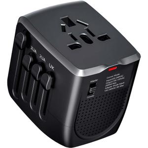 International Travel Adapter Voltage Converter to Step Down 230V to 120V for Hair straighteners, laptops, Cell Phones, Power converters from USA to UK, Europe, Australia Over 200 (Black)