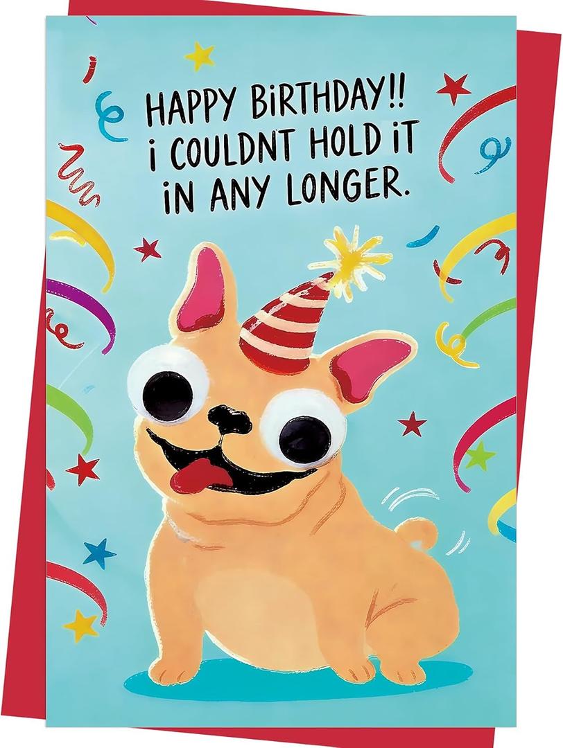 6 x Funny Bulldog-Themed Birthday Card for Men, Women, and Kids, 5.3 inches x 8 inches x 0.1 inches