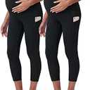 POSHDIVAH Women's Maternity Workout Leggings Over The Belly Pregnancy Yoga Pants with Pockets Soft Activewear Work Pants XXL