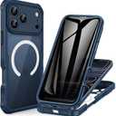 CENHUFO Magnetic Privacy for iPhone 17 Pro Case [Compatible with Magsafe] Full Body Phone Case Built-in 9H Tempered Glass Privacy Screen Protector, Camera Protection Shockproof Bumper Cover - Blue