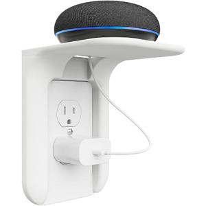 WALI Outlet Shelf Wall Holder, Bathroom Shelf up to 10lbs Standard Vertical Duplex Wall Organizer for Smart Home Decor Space Saving Power Tools, Toothbrush (OLS001-W), 1 Pack, White