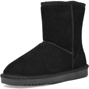DREAM PAIRS Women's Shorty-New Mid Calf Winter Snow Boots (Black)