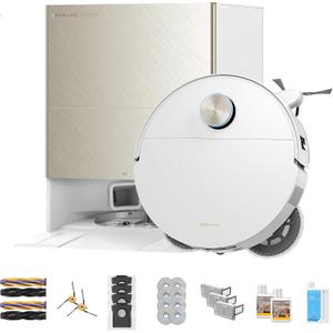 DREAME X60 Max Ultra Complete Robot Vacuum and Mop, Ultra-Thin Design, 35,000Pa Suction, Self Emptying&Refilling, Mop Self-Cleaning, 280+ Obstacle Avoidance, White
