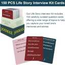 150 Pcs Life Story Interview Kit Cards, Family Conversation Card, Life Story Interview Kit, Get to Know Parents and Grandparents for Family Pictionary Game Night with Curated Question Cards
