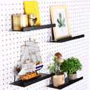 4 Pcs Pegboard Shelves Wall Organizer Brackets Pegboard Steel Tray Accessories Organizing Tools for Craft Garage Nursery Workbench Kitchen(10.04 x 4.33 Inch,Black)