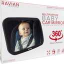 Baby Car Mirror Rear Facing Baby Essentials 100% Shatterproof Safest Clear View 360 Adjustable to All Seats and Ages Crash Tested Fully Assembled (9.8 x 3.1 x 7.2 Inches)