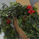 Hollyone 6FT Norfolk Pine Garland Real Touch Winter Pine Garland with Red Berry Christmas Garlands Artificial Greenery for Table Mantle Wall Indoor Outdoor Mantle Holiday Christmas Home Decor