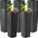Nuenen 30 Pcs Tall Tree Pot Plastic Deep Plant Nursery Pots Black Seedling Treepots Flower Plant Container with Drainage Holes for Indoor Outdoor Gardening (11.8" H X 3.9" W)
