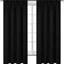 BGment Rod Pocket Blackout Curtains for Bedroom - Thermal Insulated Room Darkening 52 Width 63 Inches Length Window Curtain for Living Room, 52 x 63 Inch, 2 Panels, Black