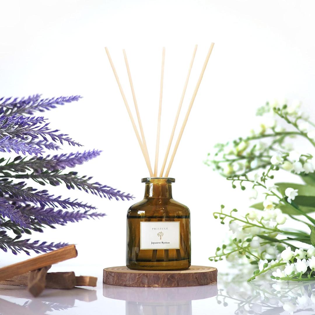 PRISTINE Japanese Ryokan/Inspired by Shang Hotel Reed Diffuser for Home | Fresh Lavender, Moroccan Amber Reed Diffuser Set, Oil Diffuser & Reed Diffuser | Home & Office Decor | Fragrance Gift (1.69 fl oz)