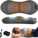 3 in 1 Back Massager, Electric Lumbar Support Pillow, Triple Fusion Back Massager for Pain Relief Deep Tissue, with Traction, Vibration & Heat and Against for Lower Backs&Spine Support (Black)