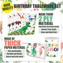 168PCS Watercolor Dinosaur Birthday Party Supplies Dinosaur Theme Birthday Party Decoration Includes Paper Plates Cups Napkins Knives Forks Spoons Tableware for Boys Girls Serves 24 Guests