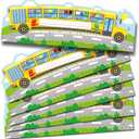 Henoyso 36 Pcs School Bus Name Tags Plate for Classroom with Alphabet, Number Line, Ruler, Graphics, Color and More, Back to School Gift for Kindergarten, Preschool, 1st, 2nd & 3rd Grade