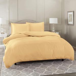 Nestl 7-Piece Queen Duvet Cover and Bed Sheet Set - Includes Duvet Cover, Flat Sheet, Fitted Sheets, 2 Pillowcases and 2 Pillow Shams - Complete Luxury Soft Microfiber Bedding Set, Camel Gold