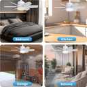 Fanspex 20.5'' Socket Ceiling Fan Light, 5 Fan Speeds with 3 Colors Adjustable Light, 8 Hours Timer (White)