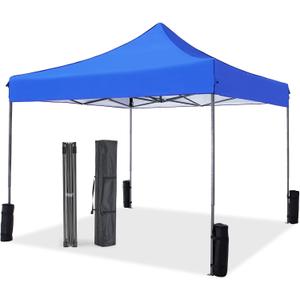 NEWBULIG 10x10 FT Pop Up Canopy Tent, Heavy Duty Outdoor Sun Shade Shelter with Sand Bags, Portable Instant Canopy for Camping, Beach, Backyard, Patio, Classic Blue