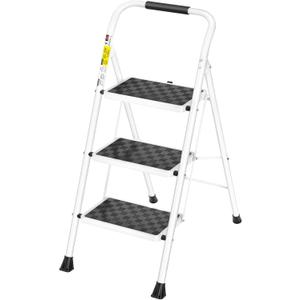 HBTower 3 Step Ladder,3 Step Stool for Adults Folding Step Stool with Cushioned Handle with Wide Anti-Slip Pedal Ergonomic Design