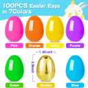 MGparty 100 Pcs Easter Eggs 2.36" Bright Plastic Fillable Easter Eggs Empty with 4 Golden Eggs for Easter Basket Stuffers, Party Favors, Egg Hunt Supplies, and Easter Decorations
