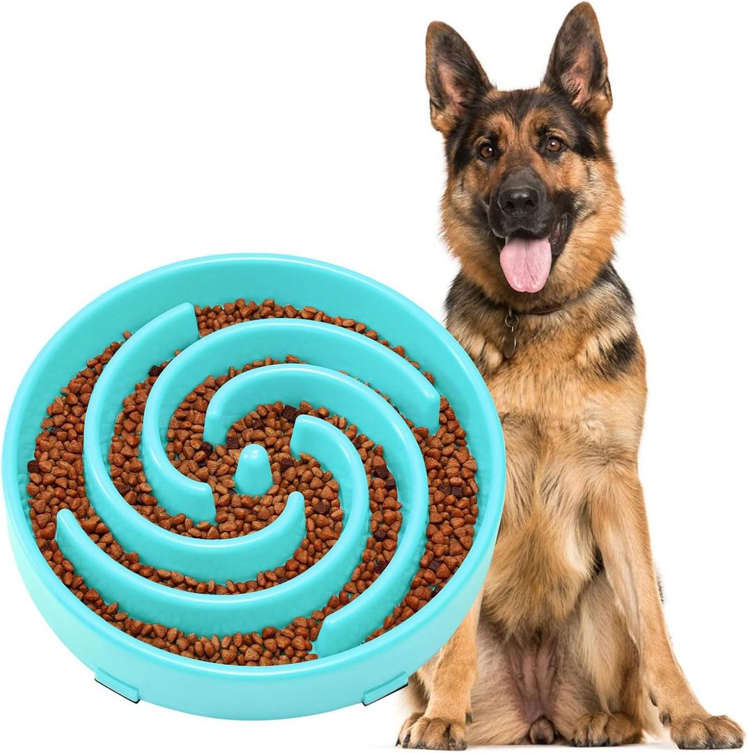 JASGOOD Slow Feeder Dogs Bowl for Large Medium Dogs,Anti-Gulping Pet Slower Food Feeding Bowls Stop Bloat,Preventing Choking (B-Sky Blue)