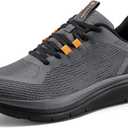 FitVille Mens Walking Shoes Wide Width Lightweight Cushioned Workout Sneakers Pain Relief (9 X-Wide, Black Gray)