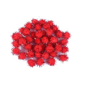 YYCRAFT Glitter Tinsel Pom Poms Sparkle Balls for DIY Craft/Home Decoration/Cat Toys (Ball Size: 3/4", Red)