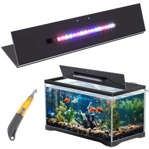 Sieral Aquarium Lids Canopy with LED Light, 3 Pcs, Black, 30x12in