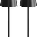 uuffoo 2 Pack Rechargeable Table Lamp Cordless Battery Operated Lamps Shower Lamp Bathroom Lamp with 3 Colors Stepless Dimming, Desk Lamp for Restaurant, Patio, Bedroom, Bar (Black)