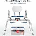 Sliding Shower Chair with Swivel Seat for Tub – 450lbs Bariatric 360° Rotating Bathtub Transfer Bench Inside Shower, Adjustable Height & Width Bath Chairs for Adults Seniors Elderly and Disabled