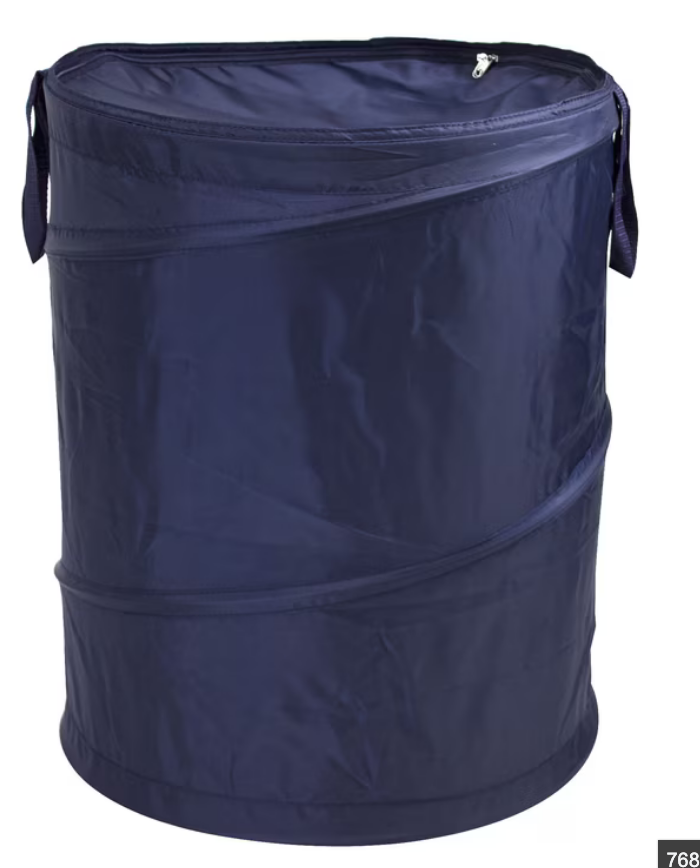 Pop-Up Laundry Hamper with Zipper Lid, 2-Load Capacity, Blue