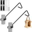 2 Packs 11 Inch Fence Deck Hook Rail Hanging Mounting Kit Heavy Duty Bird Feeder Hook Decorative Hanger for Bird Feeders Planters Suet Baskets Lanterns on Balcony Porch Railing Fence