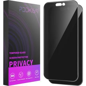 PDDKISS 2 Pack Privacy Screen Protector for iPhone 14 Pro (2022) 6.1 inch Black Anti Spy Tempered Glass