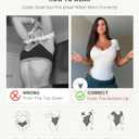 FeelinGirl Short Sleeve Bodysuit for Women V Neck Tummy Control Shapewear Seamless Thong Body Suits Tops (Red, XL)