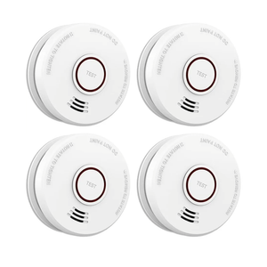 4 Pack Smoke Detector Fire Alarms 9V Battery Operated Photoelectric Sensor Smoke Alarms Easy to Install with Light Sound Warning, Test Button,9V Battery Included Fire Safety for Home