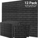 Sound Proof Foam Panels, Brick Shaped Soundproof Wall Panels, 12 Pack 12"x12"x1" Sound Absorbing & Dampening Foam Panels for Walls, Room, Studio, Podcast, Acoustic Treatment