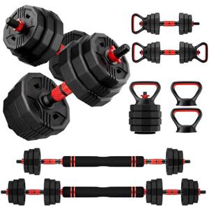 Adjustable dumbbell set, 20/30/45/70/90lbs Free Weight Set with Connector, 5 in1 Multi-Function Dumbbells Set Used as Barbell & Kettlebell, Push up Stand, Fitness for Home Gym Suitable Men/Women
