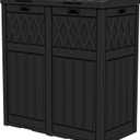 DWVO 76 Gallon Garbage Dual Can, Resin Outdoor Trash Can with Tiered Lid and Drip Tray, Waterproof Trash Bin for Patio, Kitchen, Backyard (Black)