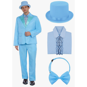 Halloween Costumes Blue Suit Orange Tuxedo Coat Hat Bow Tie 90s Halloween Cosplay Outfit Large