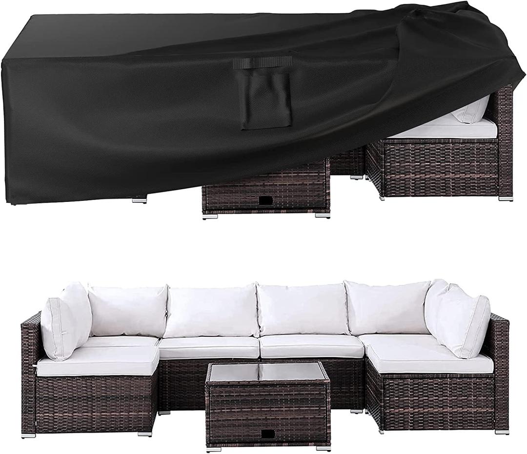 Ruimoy Patio Furniture Covers, Outdoor Furniture Cover Waterproof, General Purpose, Outside Table and Chair Covers, Heavy Duty 600D (128 Inch L x 82 Inch W x 28 Inch H)
