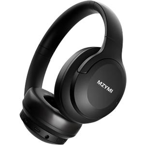MZYMI Wireless Over Ear BT Headphones, Active Noise Cancelling Headphones, 100H Play Time Bluetooth Headphone with Microphone for Work, Gym, Travel, Game, Black