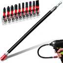 Flexible drill bit Extension Screwdriver Bit Holders, 1PACK 12Inches Flex Shaft Extension Socket Drill Bit Holder Hex Shank Quick-Change Drill Bit Guide with 10PC Screwdriver Bits