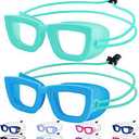 Kids Swim Goggles, 2 Pack Toddlers Swimming Goggles Bungee Strap No Hair Pulling Anti-Fog/UV Pool Goggles for Age 3-10