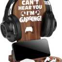 Slothoem-Gamer Gifts for Men Teenage Boy, Gamer Room Decor for Brother, Gaming Gifts for Son, Boyfriend, Husband, Gamer Room Accessories Stuff, Wooden Headset Stand - Can't Hear You I'm Gaming