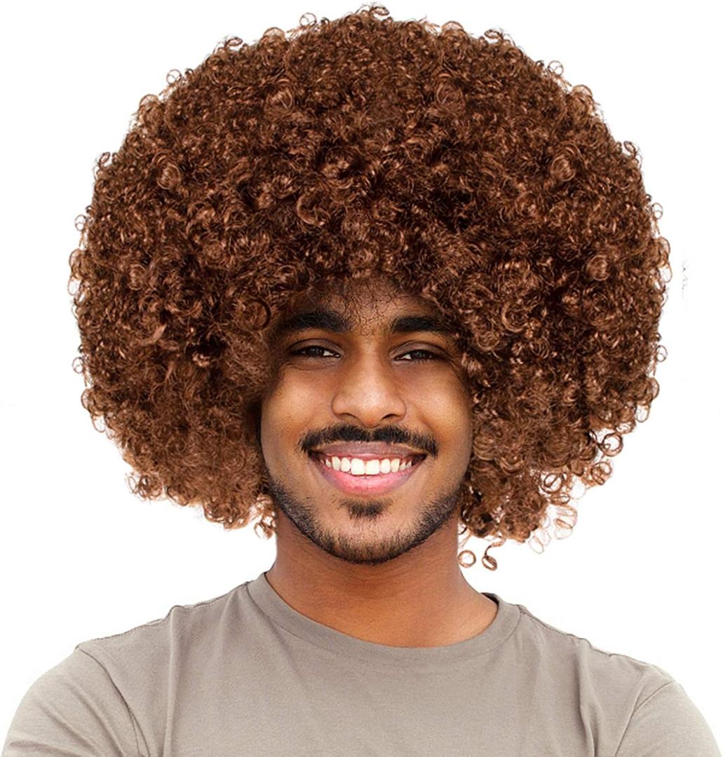 Joy Join Unisex Short Fluffy Afro Funny Wigs for Halloween,Holiday Party Clown Costume