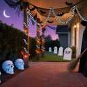 32.8ft Halloween Sandworm Tree Garland Decoration Halloween Nightmare Spooky Black White Striped Ornaments Sandworm Christmas Tree Decoration for Indoor Xmas Holiday Festive Party